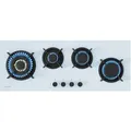 Klarstein Goldflame 4 Slim Gaskochfeld, 4 Messingbrenner, 3,4kW, 2,4kW, 1,8kW, 1kW, SnapJet-Zündung, Flammenausfallschutz, Flüssig- & Erdgas, Wei... - Weiß