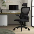 ML-Design Bürostuhl ergonomisch, Schwarz, aus Mesh, mit verstellbarer Kopfstütze