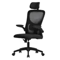 ML-Design Bürostuhl ergonomisch, Schwarz, Mesh, Schreibtischstuhl mit Verstellbarer Kopfstütze, Armlehnen, Lendenwirbelstütze, Wippfunktion, Drehstuhl mit Rollen, Computerstuhl Chefsessel Gaming Stuhl