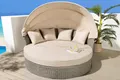 riess-ambiente Sonneninsel PLAYA LIVING 165cm natur - Polyrattan, platzsparend, Garten, Outdoor, Einzelartikel 1 Teile, einfahrbares Fußteil & klappbaren Dach - Bezug waschbar & inkl. Kissen