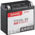 Motorradbatterie YTX20L-BS AGM 12V 20Ah Motorrad Batterie Akku YTX20L-4 18Ah