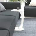 [en.casa] Beistelltisch Klinerg Couchtisch Sofatisch auf Rollen Laptoptisch C-Form Wohnzimmertisch Reuleaux-Dreieck Tischplatte 40 x 37 x 56 cm Abstelltisch Weiß