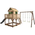 Spielturm, Braun, Grau, Grün, Holz, Hemlocktanne, 613x291x277 cm, EN 71, CE, FSC 100%, Outdoor Spielzeug, Spieltürme