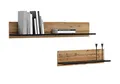 Wandregal 2 Stück je 100cm breit, Wandboard, Dunkles Holz mit schwarzem Schwebe-Regal für Bücher, Bilder, Deko, Wohnzimmer, Schlafzimmer, Esszimmer, Flur