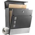 NewHabitat Briefkasten 59485 London, anthrazit, Stahl, 37 x 37 x 10,5 cm, Zeitungsfach, Sichtfenster