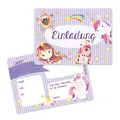 Papierdrachen 12 Einladungskarten zum Geburtstag für Kinder - Motiv Einhorn - Geburtstagseinladungen für deine Geburtstagsparty (DIN A6 mit abgerundeten Ecken)