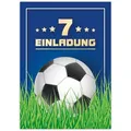 LIMONIA Einladungskarten Fußball zum 7. Kindergeburtstag Jungen Einladungen Karten Fussball, Einladungskarten zum siebten Geburtstag mit Fußball Motiv