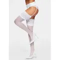 Strapsstrümpfe LASCANA, Damen, Gr. 35/38, weiß, Polyamid, Elasthan, transparent, uni, elastisch, Socken, mit elastischer Spitze