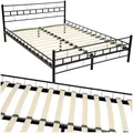 tectake® Metallbett, Bettgestell mit Lattenrost, Einzelbett, Doppelbett aus Metall, Bettrahmen mit Kopfteil Bett für Schlafzimmer, Gästezimmer, Gästebett, Jugendzimmer - 200 x 140 cm, schwarz