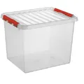 6 Stück - SUNWARE Q-Line Box - 52 Liter - 50 x 40 x 38cm - transparent/rot