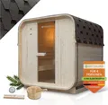 Artsauna Fasssauna Nolvik L, mit 6 kW Ofen & Zubehör für Garten, Cube Design