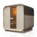 Artsauna Fasssauna Nolvik L, Outdoor-Sauna aus Fichtenholz, 6 kW Ofen, LED, Komplettset mit Sanduhr, Eimer & Thermometer, Winterfest, Cube Design
