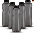 Kavodrink 5 x Tritan Trinkflasche 1,0L Wasserflasche schwarz Sportflasche BPA