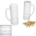 MamboCat 2er Set Ehren-Krug mit Henkel I 0,5 Liter I weißer Bierkrug aus Keramik mit Ähren-Relief für 2 Personen I schlanker glänzender Bierhumpen I Grillparty, Vereinsfeier