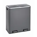 SVITA TM2X30 Treteimer 60 Liter Abfalleimer Mülleimer Design Mülltrennung Papierkorb Küchen-Ordnung Trennsystem Grau