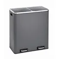 SVITA TM2X30 Treteimer 60 Liter Abfalleimer Mülleimer Design Mülltrennung Papierkorb Küchen-Ordnung Trennsystem herausnehmbare Inneneimer mit Henkel mit Schließdämpfer Grau