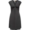 Jerseykleid RAGWEAR "Comfrey Solid", Damen, Gr. S (36), Normalgrößen, schwarz, Material: 48% Viskose, 47% Polyester, 5% Elasthan, feminin, figurumspielend knieumspielend, tiefer V-Ausschnitt, Kurzarm weit normaler Saum, Kleider, stylisches Sommerkleid mit tiefem V-Ausschnitt