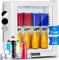 Klarstein Kühlschrank, Mini Kühlschrank mit Glastüre, Mini-Kühlschrank für Getränke, Snacks & Kosmetik, Kühlschrank Klein & Leise, Verstellbare Ablagen, Kleiner Skincare Kühlschrank 12-18°C, 23L