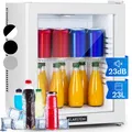 Mini Kühlschrank Glastür 24 l Getränkekühlschrank leise Hausbar Minibar weiß
