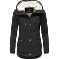 Marikoo Winterjacke Bikoo sportliche Damen Outdoor Baumwolljacke mit Kapuze schwarz S (36)