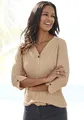 Blusenshirt "mit Knopfdetails", aus weicher Qualität mit Viskose, Gr. 36/38, beige