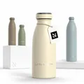 LARS NYSØM Edelstahl Trinkflasche 350ml, 500ml, 750ml, 1L, 1 5 liter | Thermosflasche Kohlensäure geeignet | Auslaufsichere Wasserflasche für Sport, Outdoor (Almond Beige, 350ml)