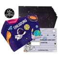 TOBJA Einladungskarten 12 Einladungskarten inkl. Umschläge - Astronauten Party, Partyeinladungen A6 (10,5 x 14,8 cm) Postkarten blau