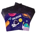 TOBJA® 12x Einladungskarten Kindergeburtstag Astronaut inkl. Umschläge - Einladung für Kinder mit Glitzer | Einladungskarten All Geburtstag Jungen | Auch zur Einschulung o. Partyeinladungen