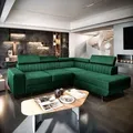 Masseno Ecksofa NOLA R-S mit Schlaffunktion L-Form, Sofa mit Bettkasten, Wohnzimmersofa, Couch, Soffa, Bettsofa, Couchgarnitur- Grün, MONOLITH 37 - Grün