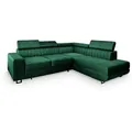 ECKSOFA NOLA R-S Grün Velours-Stoff mit Schlaffunktion