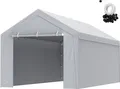VEVOR Carport Garagezelt, oben + Seitenwand 3 x 6 m, Garagenzelt-Unterstandplane, wasserdicht und UV-geschützt, einfache Installation mit Spanngurten, weiß (Rahmen nicht im Lieferumfang enthalten)
