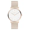 Liebeskind Berlin Damenuhr – Runde Quarzuhr 34 mm – Mesharmband – 5 ATM wasserdicht – Elegant – Roségold/Weiß