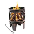 BBQ-Toro Feuerkorb Plum Ø 42 cm | aus lackiertem Metall | rund | Feuerschale mit Schürhaken in Antik-Rost-Optik | Für Garten & Terrasse | Firepit, Funkentopf, Feuerkessel, Holzbrenner, Brennkessel