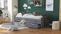 Inter Link - Funktionsbett - Kinderbett - Einzelbett mit Stauraum - Bett mit Schubladen - 2 Liegeflächen 90x200cm - Kiefer massivholz - inkl. Lattenrost - Grau lackiert - Lena 90x200cm