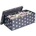 LOVE IT STORE IT Aufbewahrungsbox für Weihnachtskugeln - Box für Christbaumschmuck aus Stoff - Verstärkt mit Karton - 30 Fächer - Grau mit Sternen - 58x36x25 cm