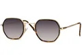 styleBREAKER Sonnenbrille Hexagonal Unisex | Geometrische Metall Brille Windsor-Ring & UV400 | Kupfer Rahmen Farb-Akzente | Retro Look | Inkl. Stoffbeutel & Putztuch, Gold-Schildpatt/Grau Verlauf