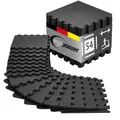 eyepower Bodenschutzmatte Fitness 54er Set 30x30 cm Schwarz mit Rand – Puzzle Matte 5,2 m² für Homegym - rutschfest & geräuschdämmend Schutzmatte für Fitnessgeräte