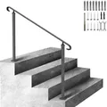 VEVOR Treppengeländer 140x13,5x97 cm Handlauf Geländer Höhe(bis zu 48 cm) & Winkel(0-52,8°) einstellbar Eingangsgeländer Eisenhandlauf Ideal für 2 oder 3 stufige Treppen mit Installationskit Schwarz