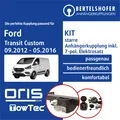 Für FORD Transit Custom Typ V362 09.2012-05.2016 AHK starr +7pol sp. E-Satz PKW