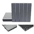 WPC Bodenfliese HWC-E21, Holzoptik Balkon/Terrasse, 3D-Struktur linear beschichtet-grau ~ 4x je 50x50cm = 1qm