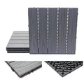 Mendler WPC Bodenfliese HWC-E21, Holzoptik Balkon/Terrasse, 3D-Struktur linear beschichtet-grau - 4X je 50x50cm = 1qm
