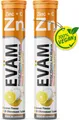 EVÄM Zink plus Vitamin C Brausetabletten Geschmack Zitrone 2x 20 Stück Nahrungsergänzungsmittel zur Unterstützung des Immunsystems zuckerfrei Hergestellt in DE