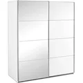 Schwebetürenschrank - Alpinweiß - 136 x 197 cm - mit Spiegel - Weiß