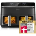 Cosori Dual Basket, Heißluftfritteuse, 2 Kammern, 8,5 Liter XXL Airfryer, 8 in 1 Funktionen, Sichtfenster, 50+Online Rezepte - Schwarz
