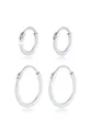 Kuzzoi Herren-Ohrringe Creolen Set rund, 2 Paar Klassik Ohrhänger poliert, Ohrringe für Männer, Creolen aus 925 Sterling Silber, hochwertiges Hoop Ohrring-set für Männer