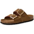 Pantolette TAMARIS, Damen, Gr. 39, braun (cognac), Nubuklederimitat, casual, Schuhe, Sommerschuh, Schlappen mit gepolstertem Fußbett