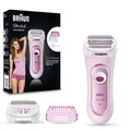 Braun Silk-épil Lady Shaver, Damenrasierer elektrisch, 3-in-1 Elektrischer Rasierer, Trimmer- und Peeling-System, kabelgebunden, Wet&Dry, 5360, pink