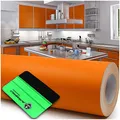 10m x 63cm Plotterfolie + Rakel Hochglanz Glanz oder Matt Klebefolie Möbelfolie Küchenfolie Badfolie Dekofolie (034 Orange, Matt)