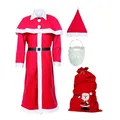 Weihnachtsmann Kostüm Set 6-teilig mehrteilig inklusive Geschenke-Sack Idena®