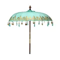BUTLERS Sonnenschirm Ø 180cm 1001 Nacht -ORIENTAL LOUNGE- Exotischer Schirm mit Quasten | FSC-zertifiziertes Mangoholz | Deko-Balkonschirm für Gartenmöbel & Balkonmöbel